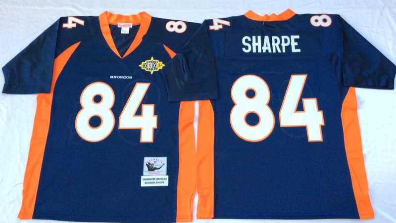 Broncos 84 Shannon Sharpe Navy M&N Throwback Jersey->nfl m&n throwback->NFL Jersey